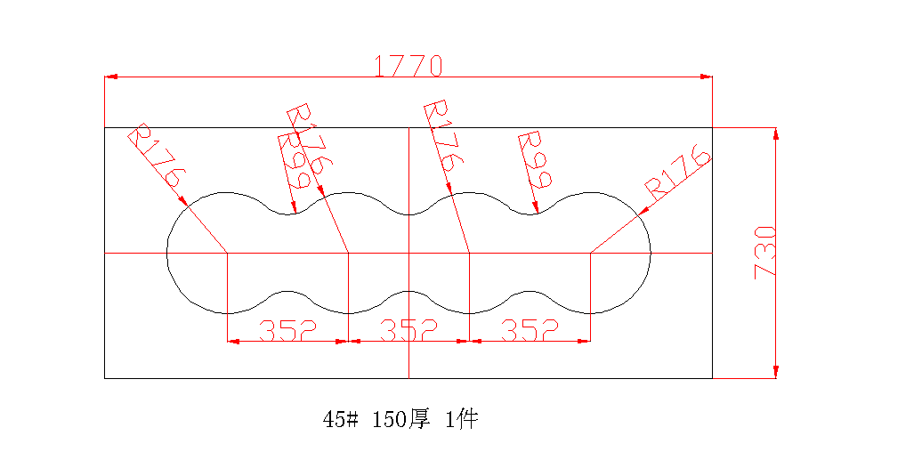 45#特厚钢板150mm厚按图切割